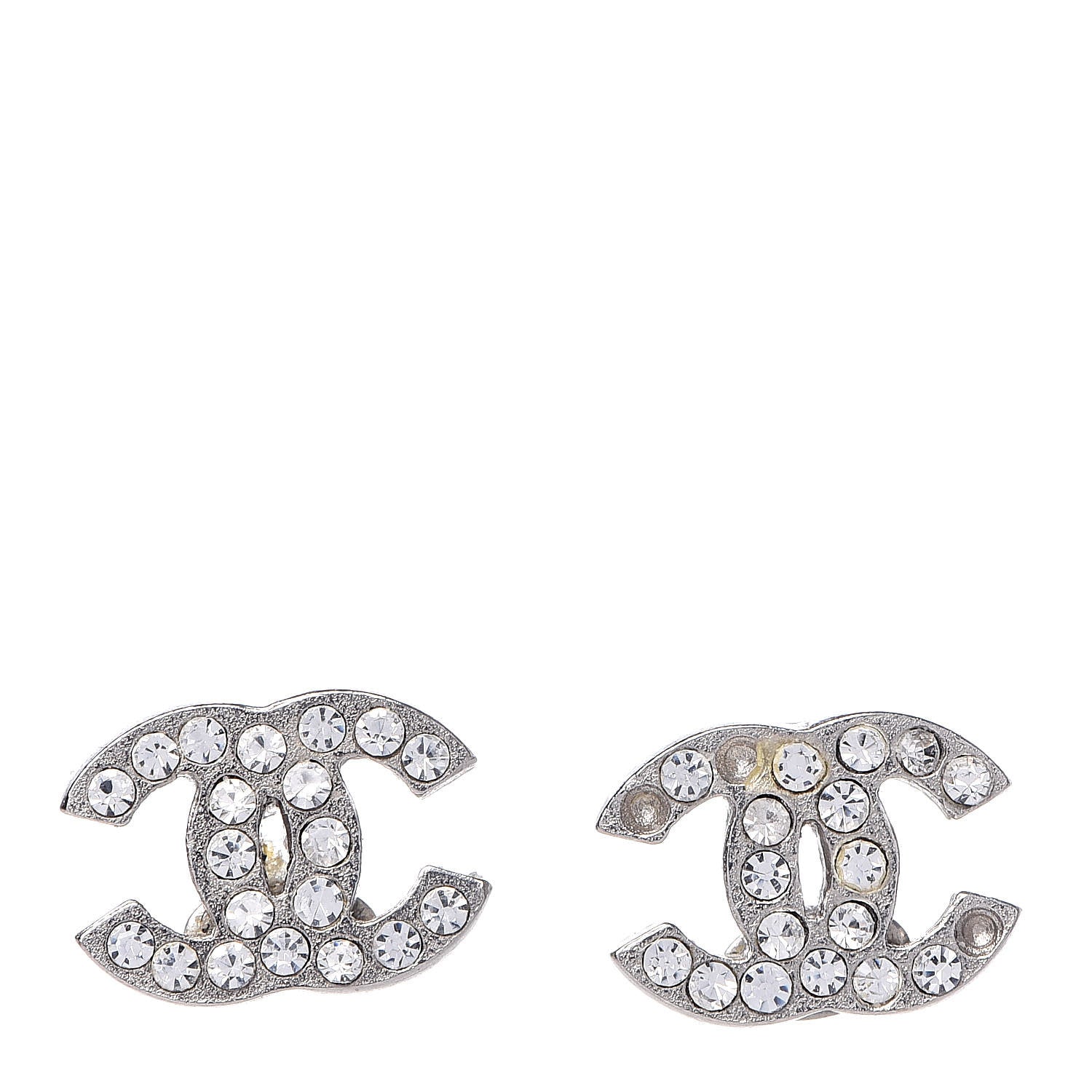 Chanel Crystal Mini Timeless CC Earrings Silver 1 of 5