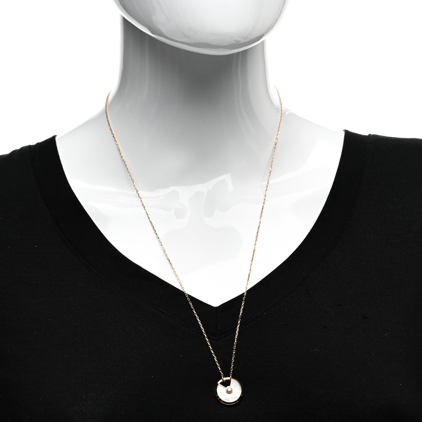 18K Yellow Gold Diamond Mother of Pearl SM Amulette de Cartier Pendant Necklace