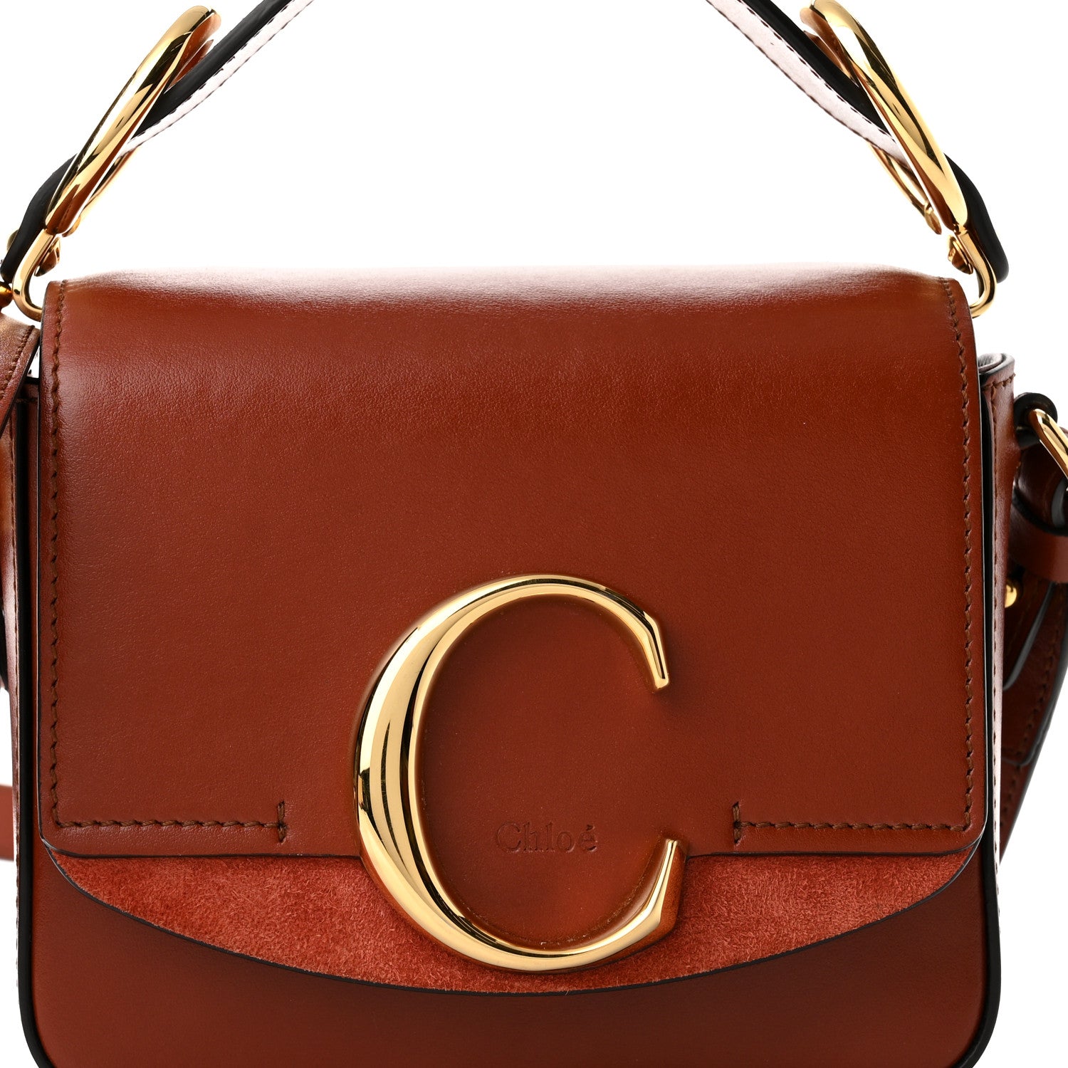 Chloe Shiny Calfskin Suede Mini C Bag Sepia Brown 8 of 10