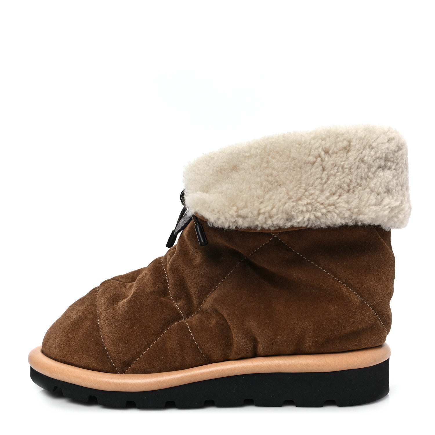 Louis Vuitton Suede Shearling Quilted Flat Ankle Boot 36 Beige 1 of 8