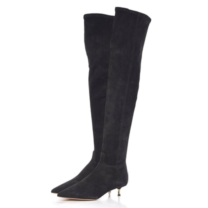 Valentino Garavani Suede Over The Knee Boots 37.5 Black 2 of 8