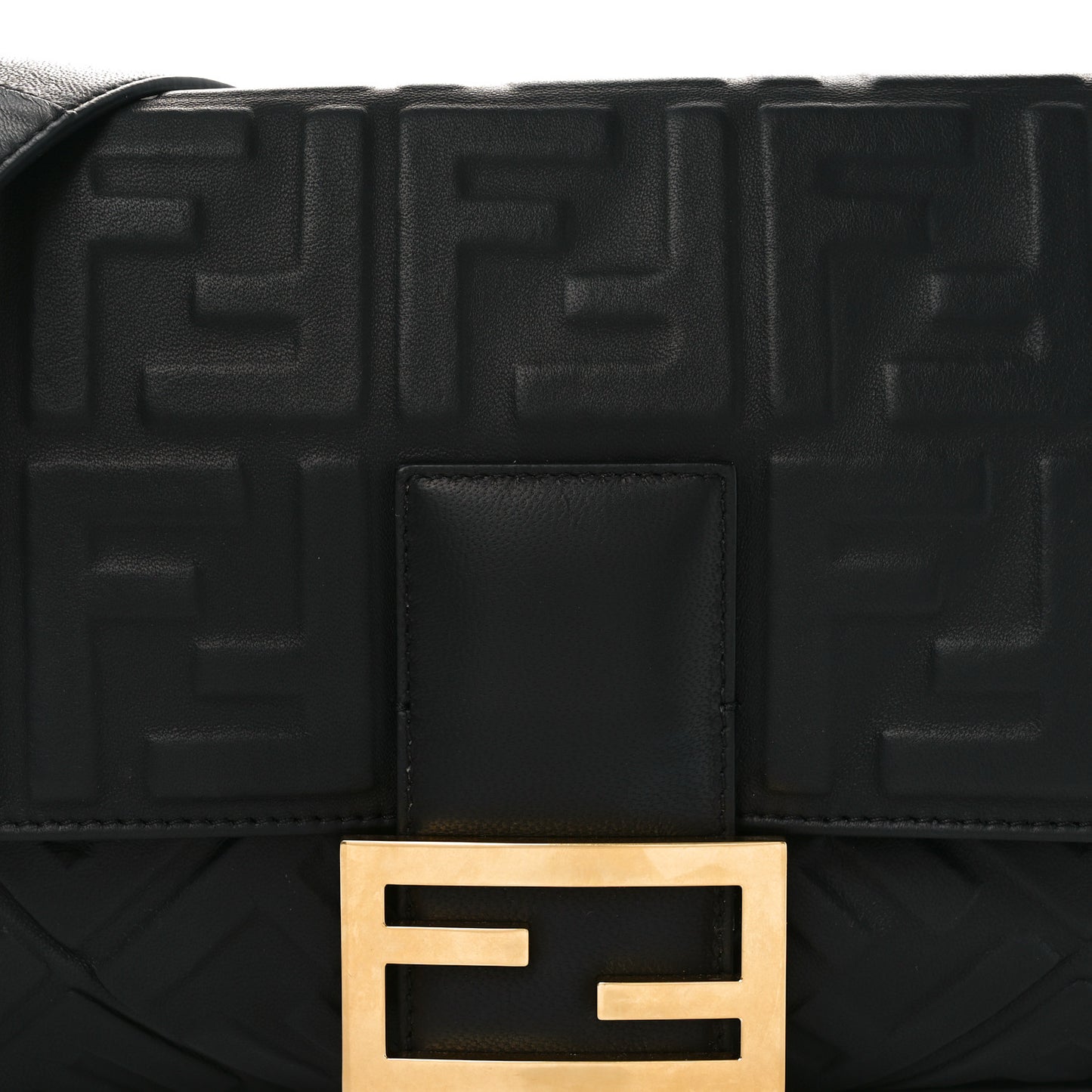 Nappa FF 1974 Embossed Large Baguette Black