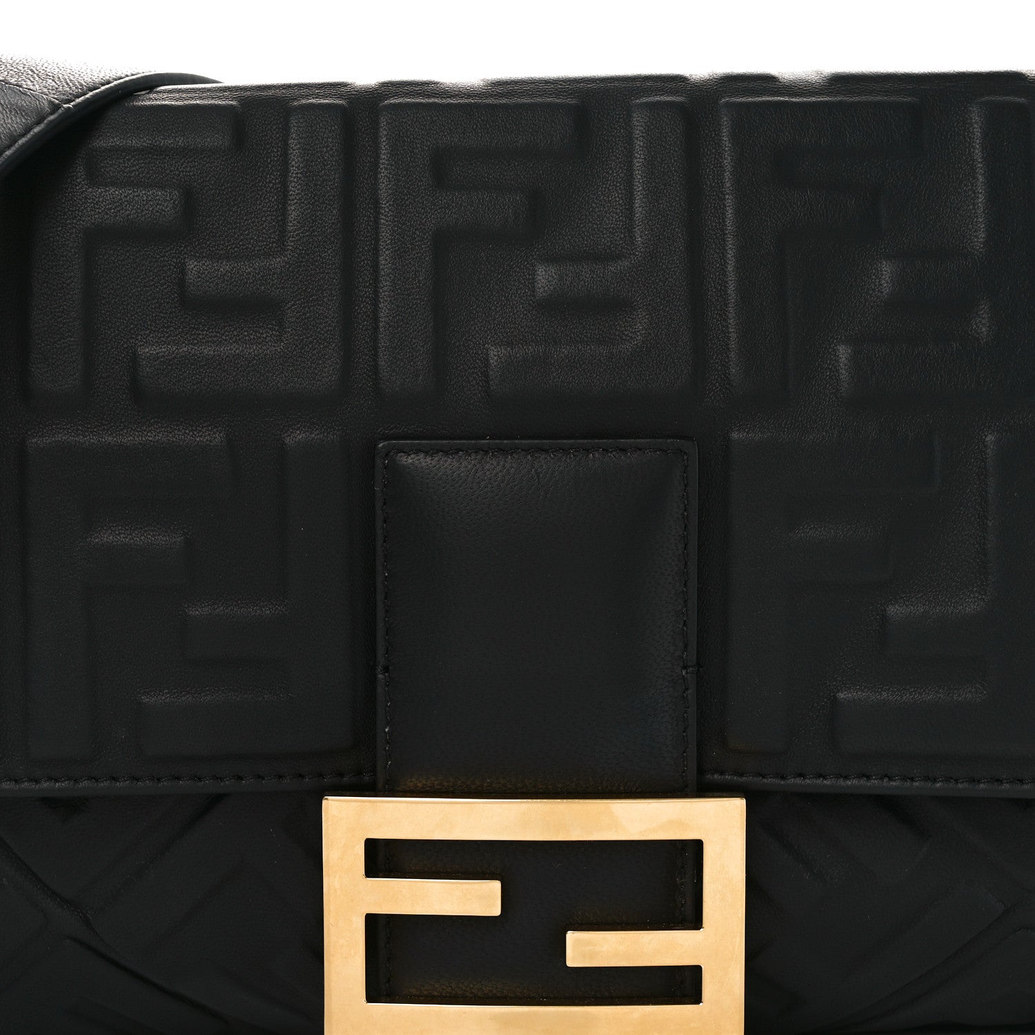 Fendi Nappa FF 1974 Embossed Large Baguette Black 8 of 10