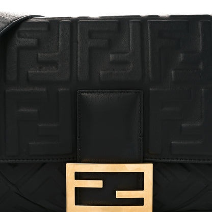 Fendi Nappa FF 1974 Embossed Large Baguette Black 8 of 10
