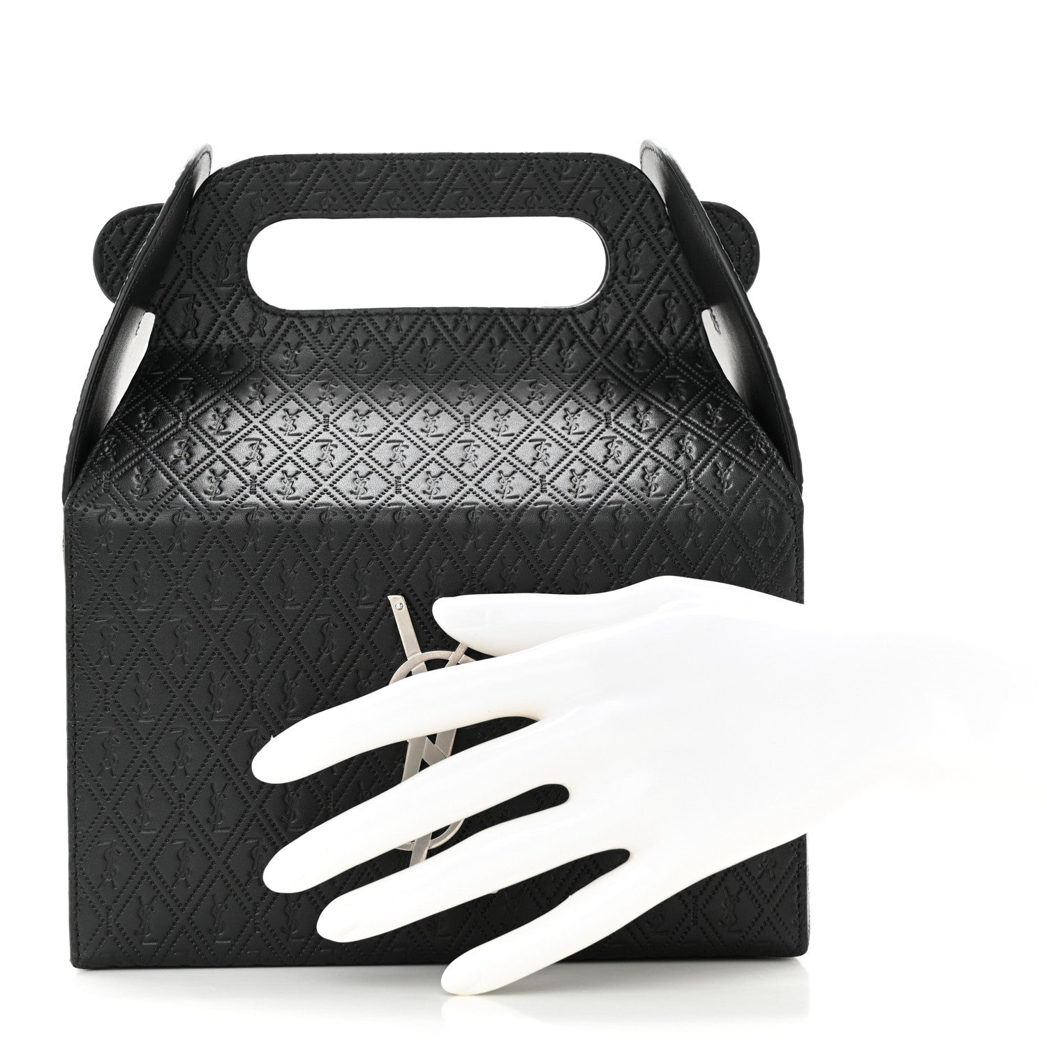 Saint Laurent Calfskin Monogram Take Away Box Black 2 of 11