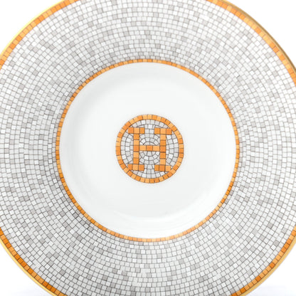 Hermes Porcelain Mosaique Au 24 Gold Coffee Cup and Saucer Set of 2 6 of 9