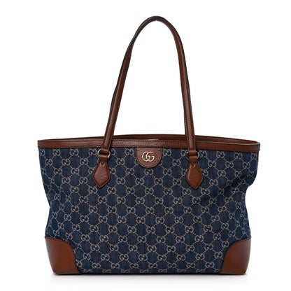 Gucci New Denim GG Monogram Medium Ophidia Shopping Tote Blue Tea Cuir 1 of 15