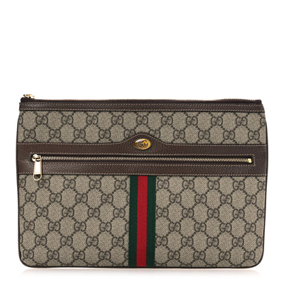 Gucci GG Supreme Monogram Large Ophidia Pouch Clutch Brown 1 of 11