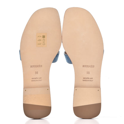 Hermes Denim Canvas Oran Sandals 36 Bleu Clair 5 of 9