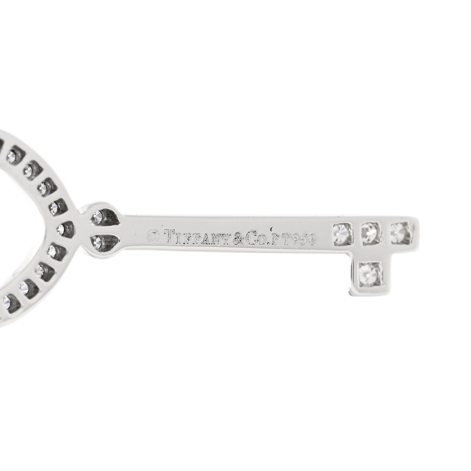 Tiffany Platinum Diamond Mini Heart Key Pendant 4 of 5