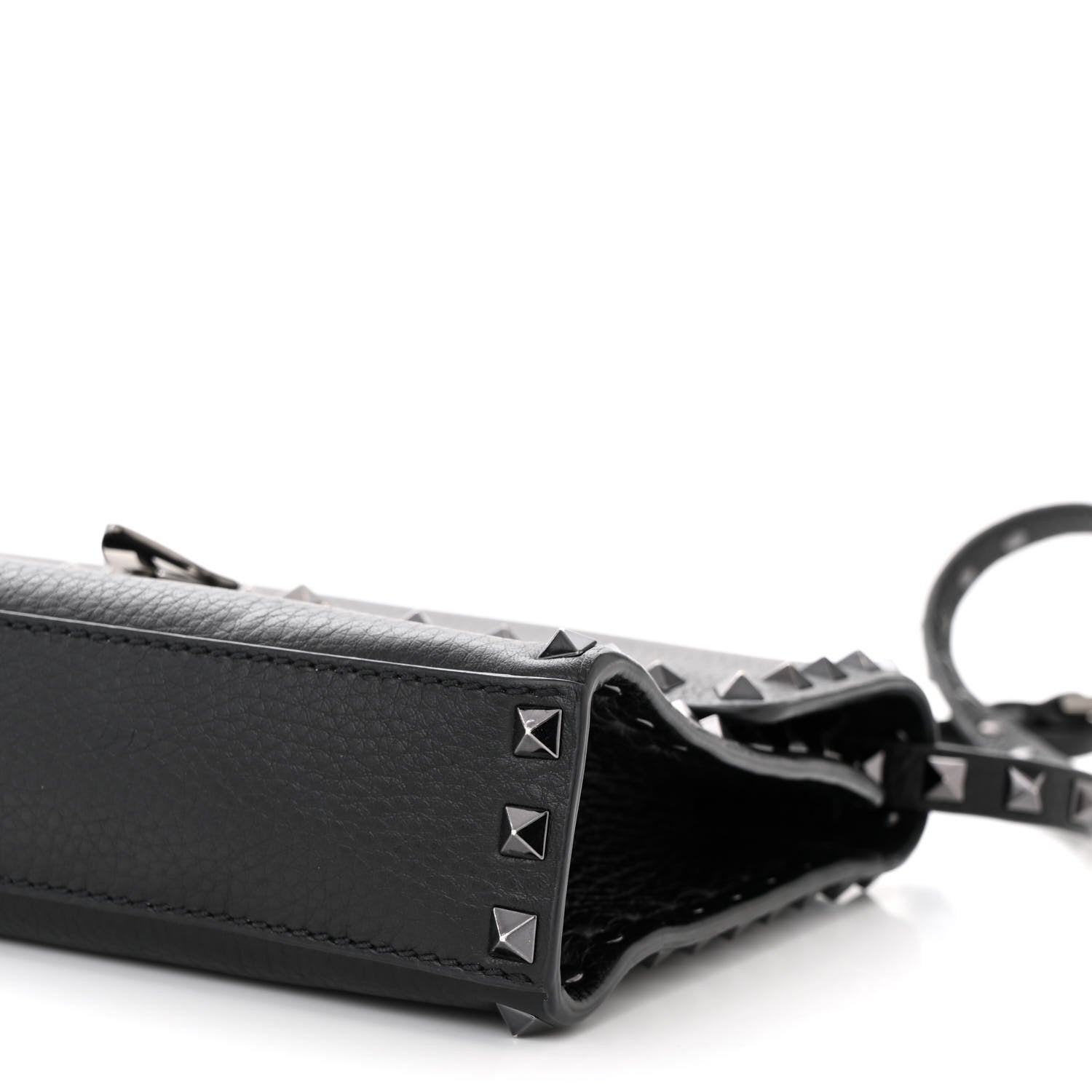 Valentino Garavani Pebbled Calfskin Monochrome Medium Rockstud Flip Lock Crossbody Bag Black 9 of 9
