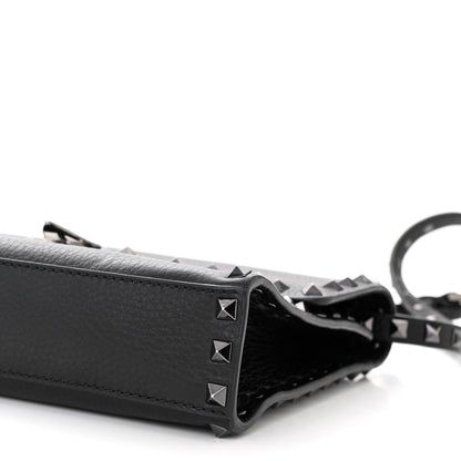 Valentino Garavani Pebbled Calfskin Monochrome Medium Rockstud Flip Lock Crossbody Bag Black 9 of 9