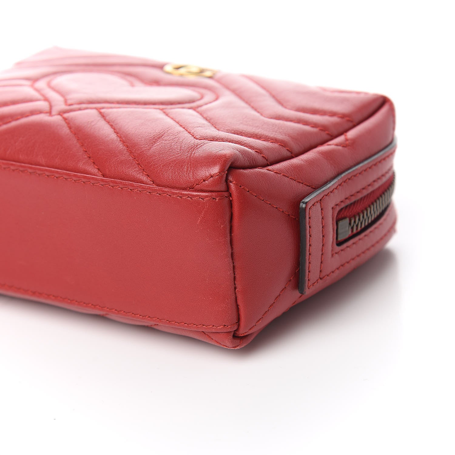 Gucci Calfskin Matelasse GG Marmont Cosmetic Case Hibiscus Red 9 of 10