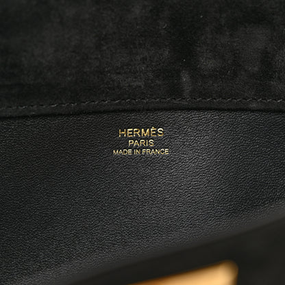 Hermes Veau Doblis Suede Kelly Cut Clutch Pochette Black 6 of 9