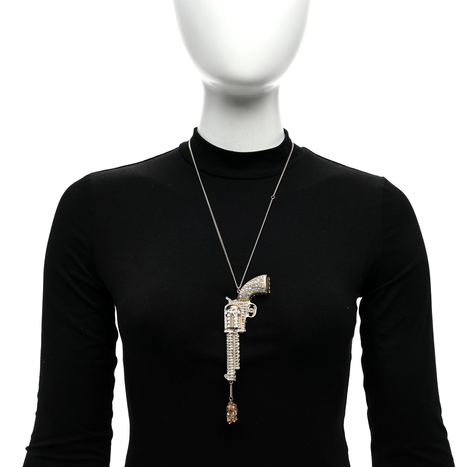 Chanel Crystal CC Dallas Gun Flower Drop Necklace 2 of 5