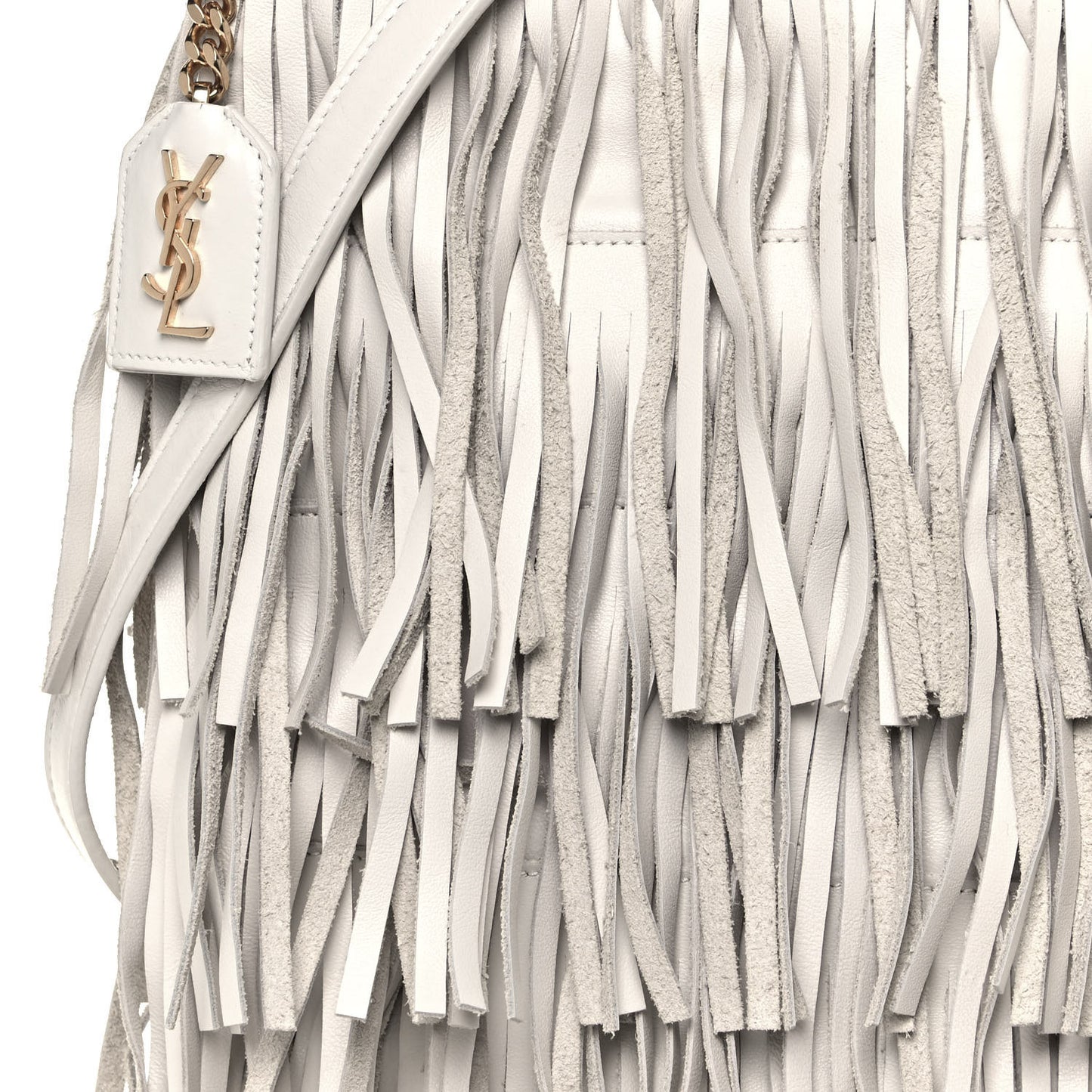 Calfskin Small Emmanuelle Fringe Hobo Bag White