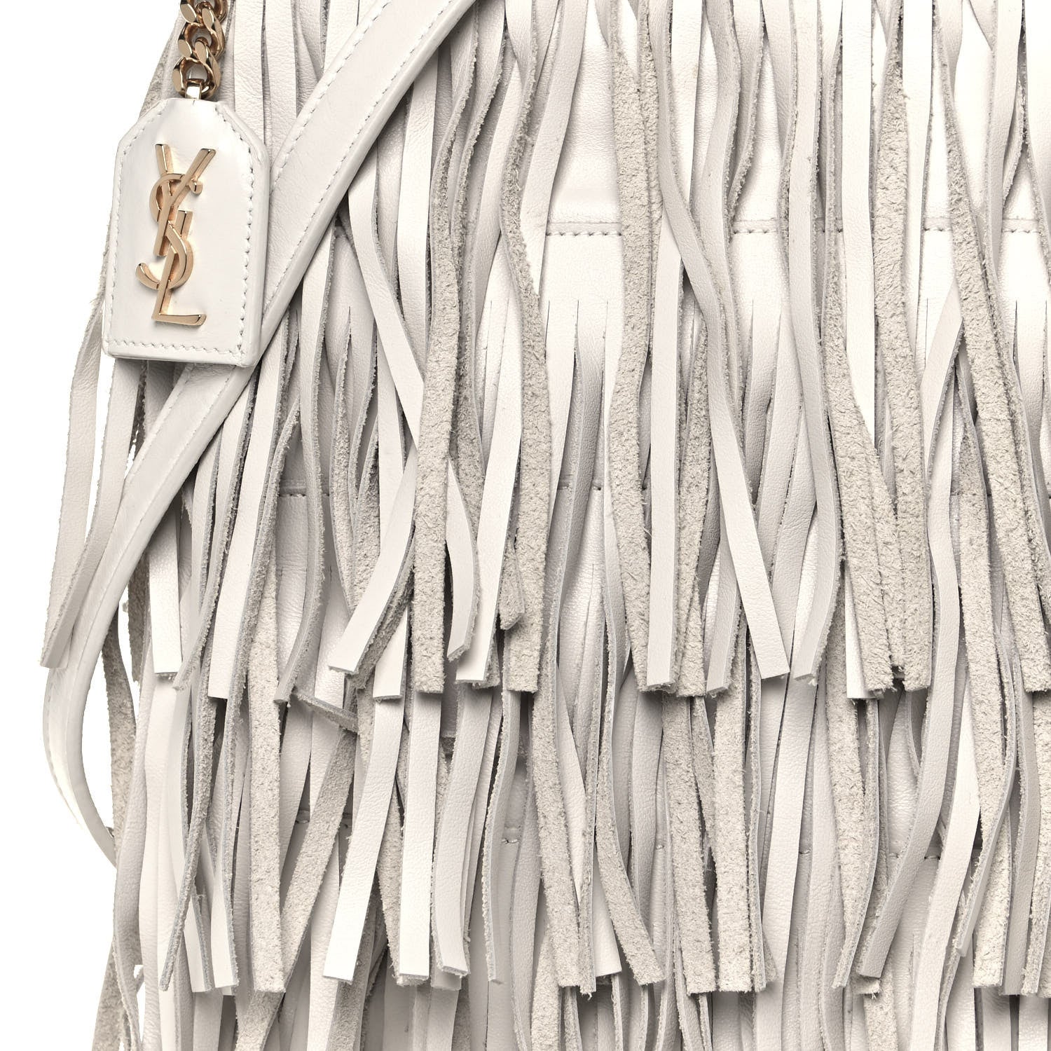 Saint Laurent Calfskin Small Emmanuelle Fringe Hobo Bag White 8 of 12
