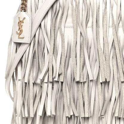 Saint Laurent Calfskin Small Emmanuelle Fringe Hobo Bag White 8 of 12