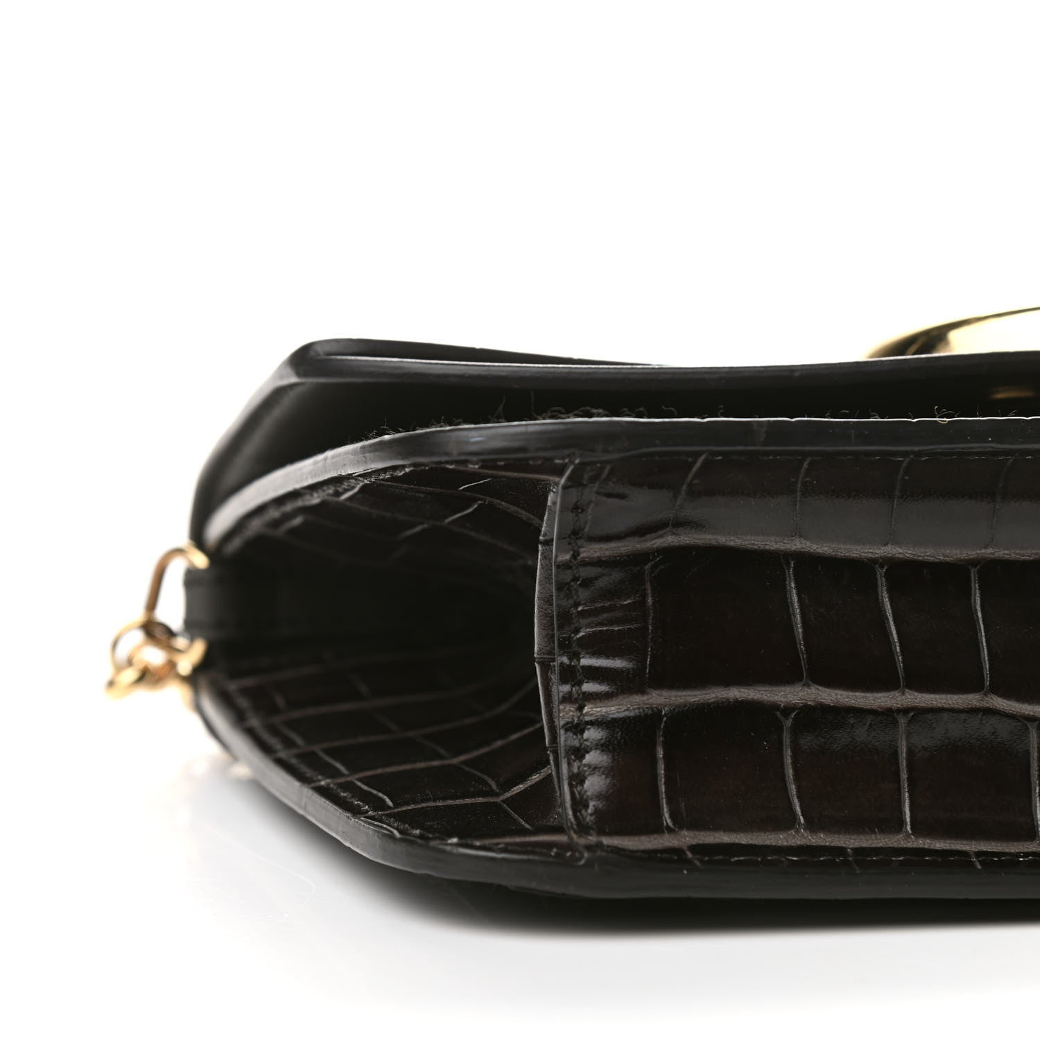 Chloe Calfskin Crocodile Embossed C Clutch With Chain Profound Brown 5 of 9