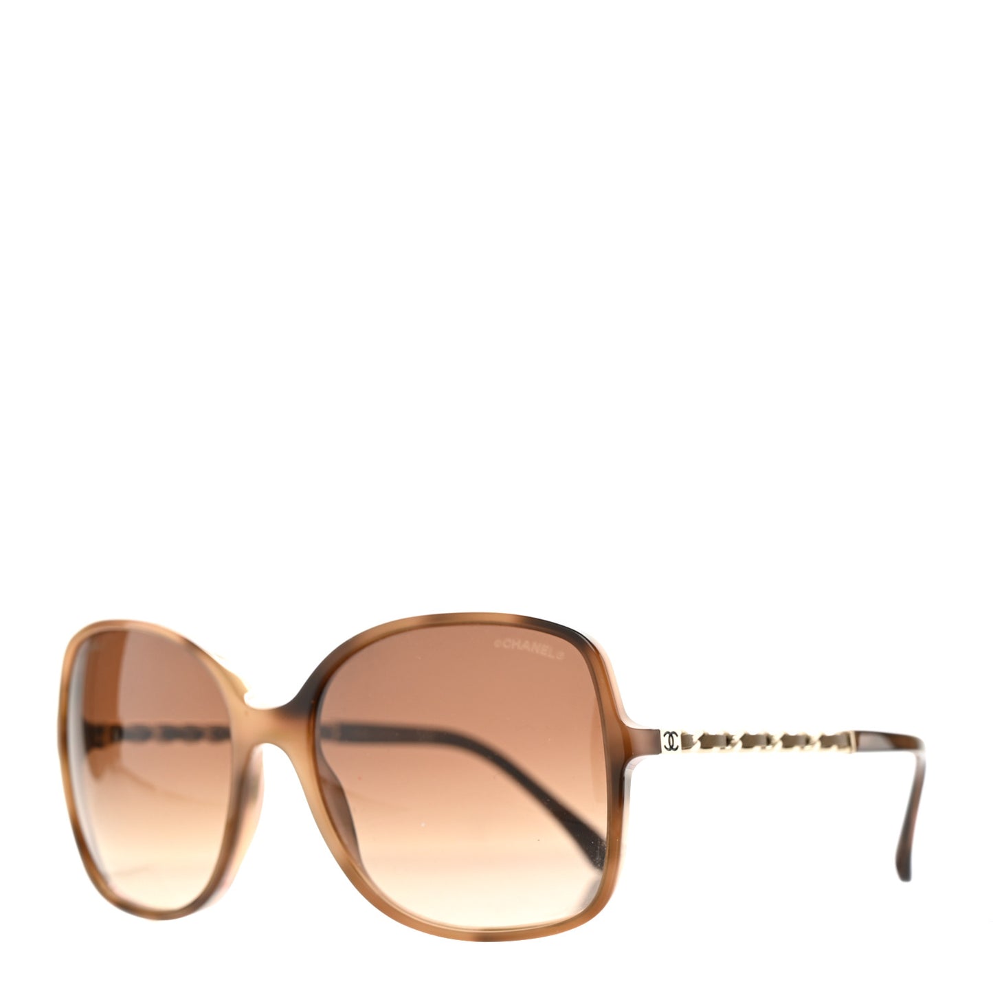 Acetate Metal Lambskin Chain Square Sunglasses 5210-Q Brown