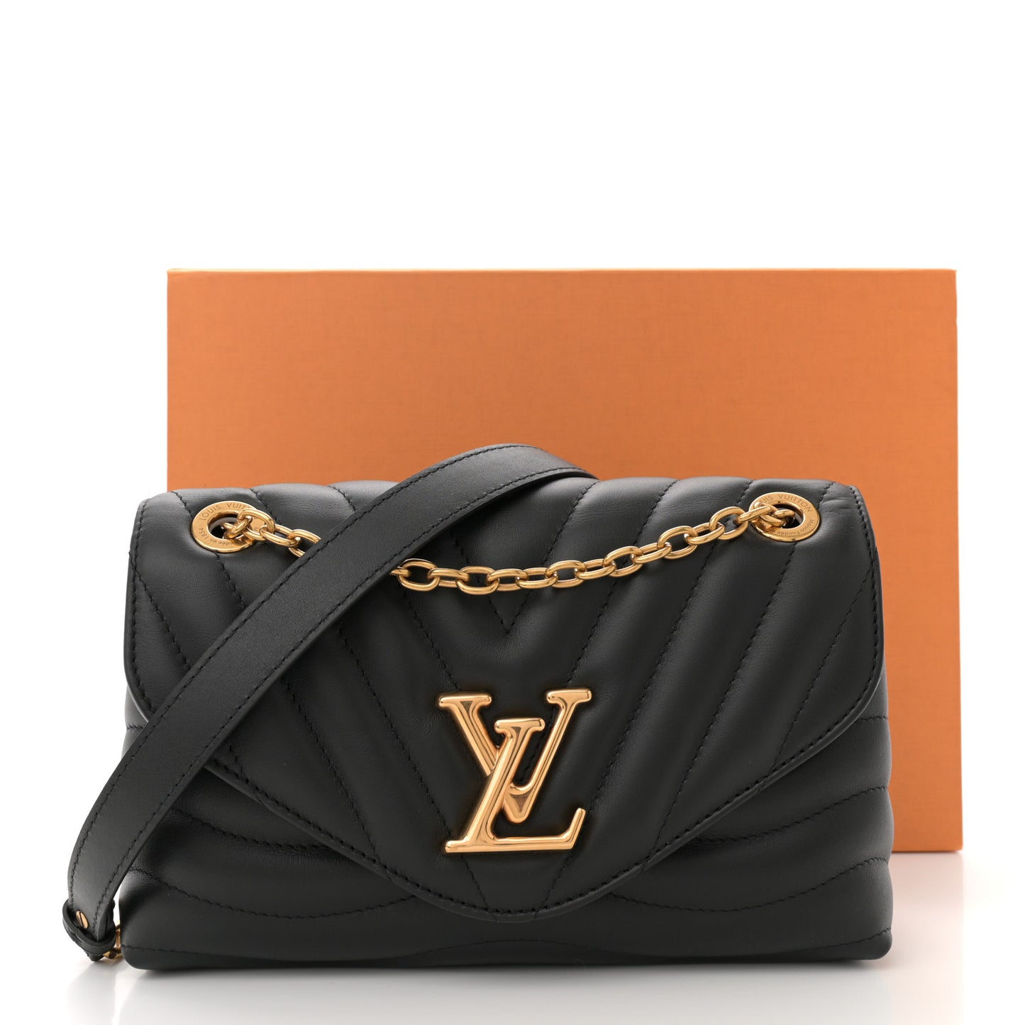 Calfskin LV New Wave Chain Bag Black