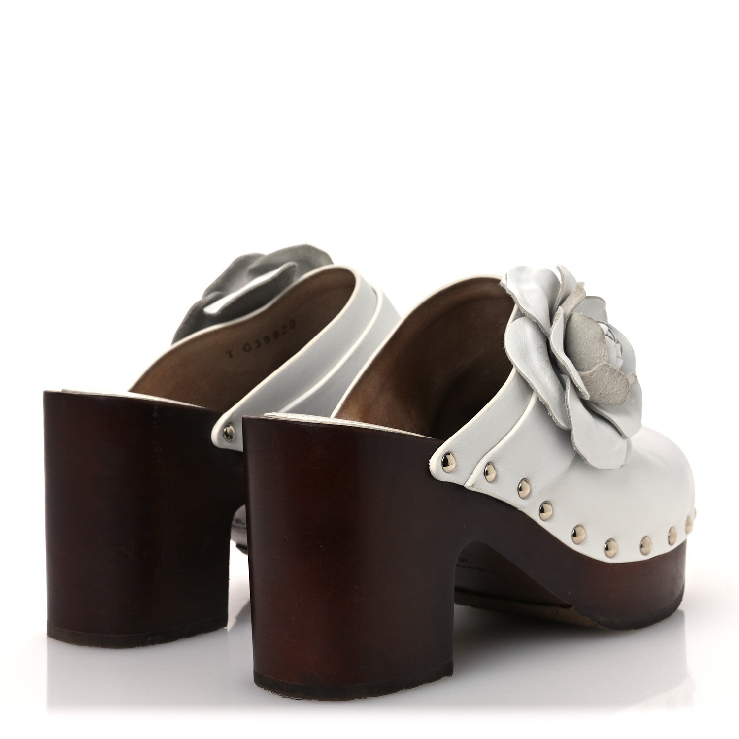 Chanel Calfskin Camellia Clogs 35 White 5 of 14