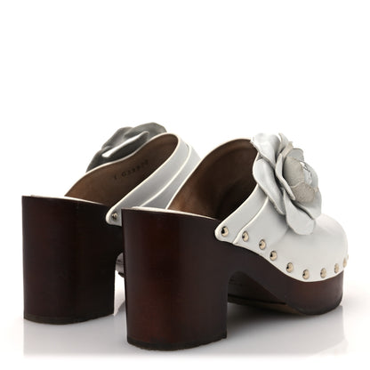 Chanel Calfskin Camellia Clogs 35 White 5 of 14