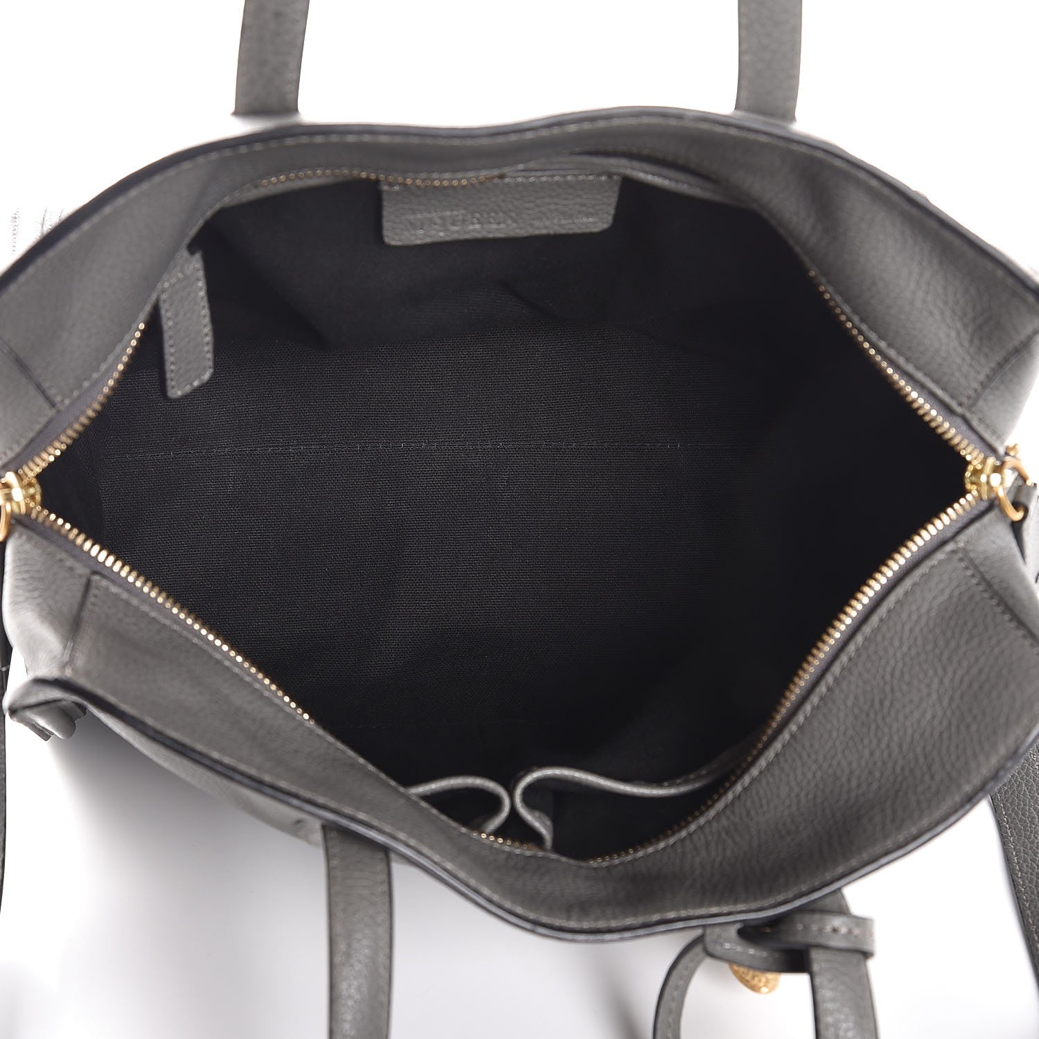 Alexander McQueen Pebbled Calfskin Small Skull Padlock Zip Around Tote Grey 5 of 7