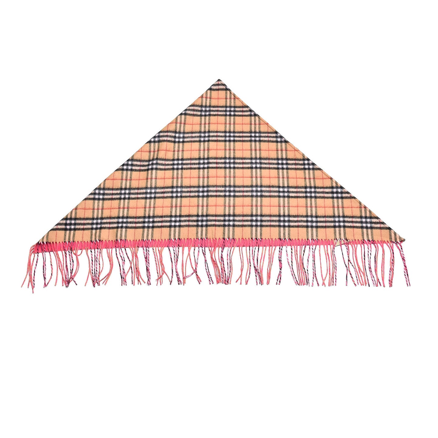 Cashmere Fluorescent Vintage Check Bandana Scarf Bright Peony