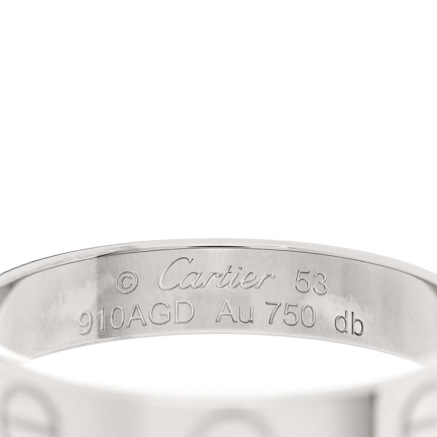 18K White Gold 3.5mm LOVE Wedding Band Ring 53 6.5