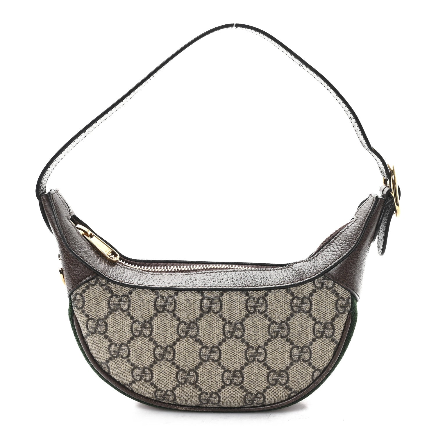 Gucci GG Supreme Monogram Textured Calfskin Web Mini Ophidia Half Moon Hobo Beige Ebony New Acero 1 of 11