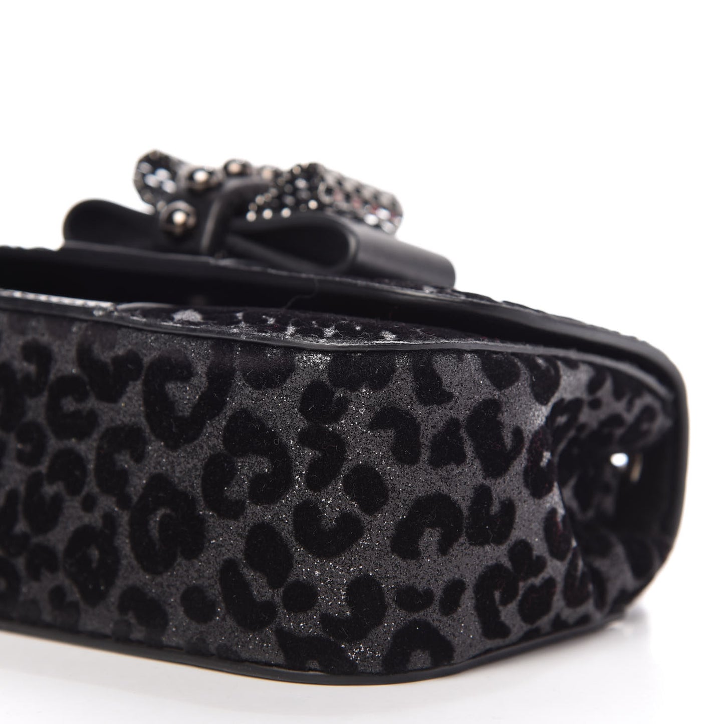Floque Patent Glitter Leo Sweet Charity Crossbody Bag Black