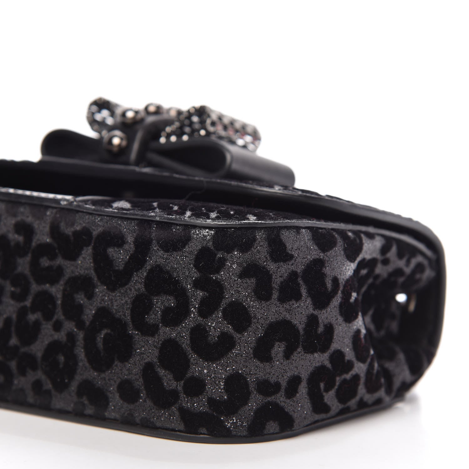 Christian Louboutin Floque Patent Glitter Leo Sweet Charity Crossbody Bag Black 7 of 9