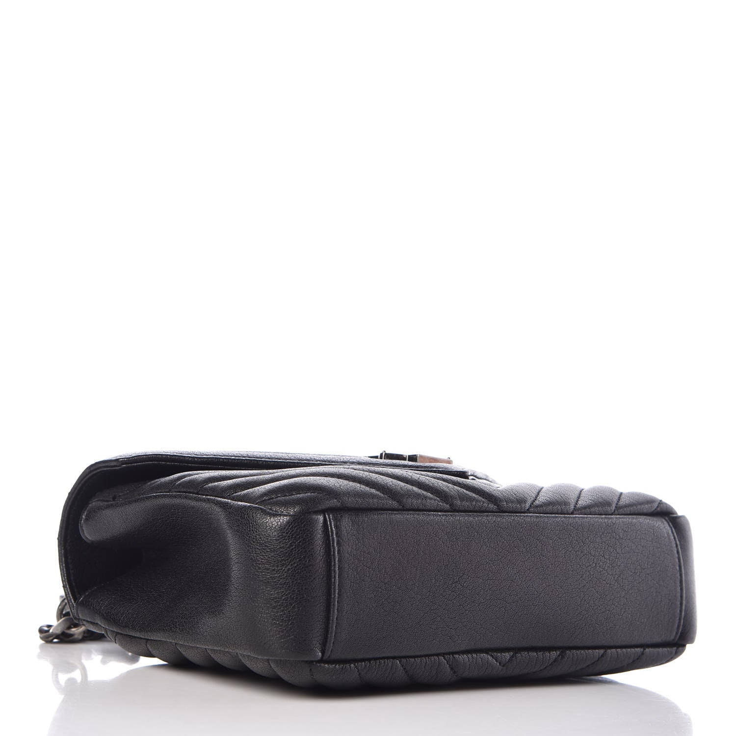Saint Laurent Sheepskin Matelasse Chevron Monogram Medium College Bag Black 4 of 8