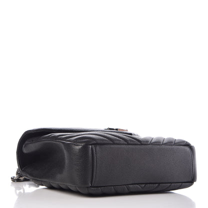 Saint Laurent Sheepskin Matelasse Chevron Monogram Medium College Bag Black 4 of 8