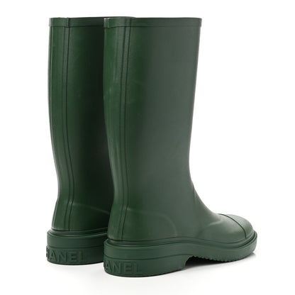 Chanel Caoutchouk CC High Boots 39 Dark Green 4 of 10