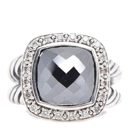 David Yurman Sterling Silver Diamond Hematite 11mm Albion Ring 50 5.5 1 of 6