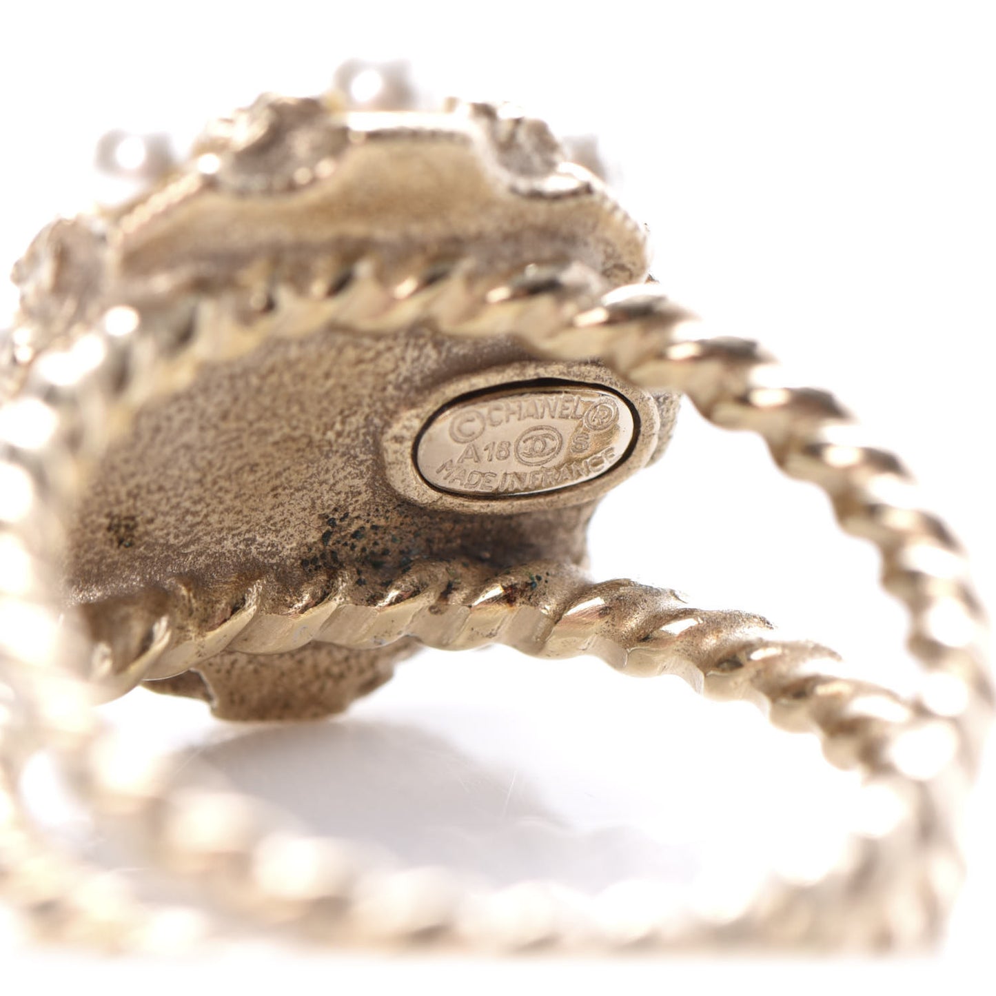 Pearl Crystal CC Ring 52 6 Gold Pearly White