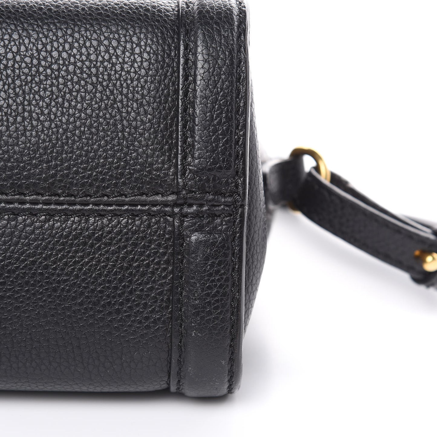 Pebbled Calfskin Mini Padlock Tote Black