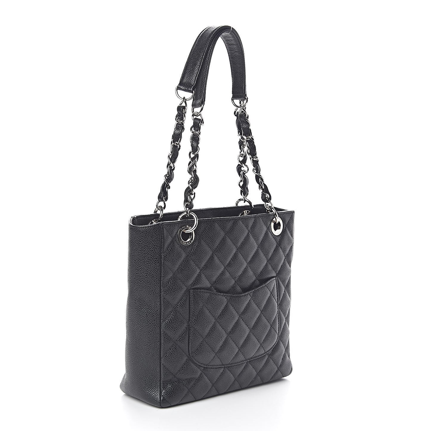 Caviar Quilted Petit Shopping Tote PST Black