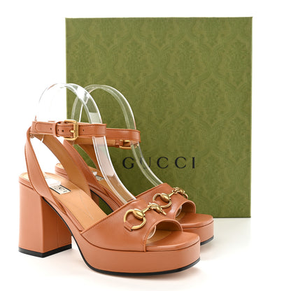 Gucci Quentin Granada Kid Horsebit 25/60mm Platform Sandals 37 Harness Brown 11 of 11