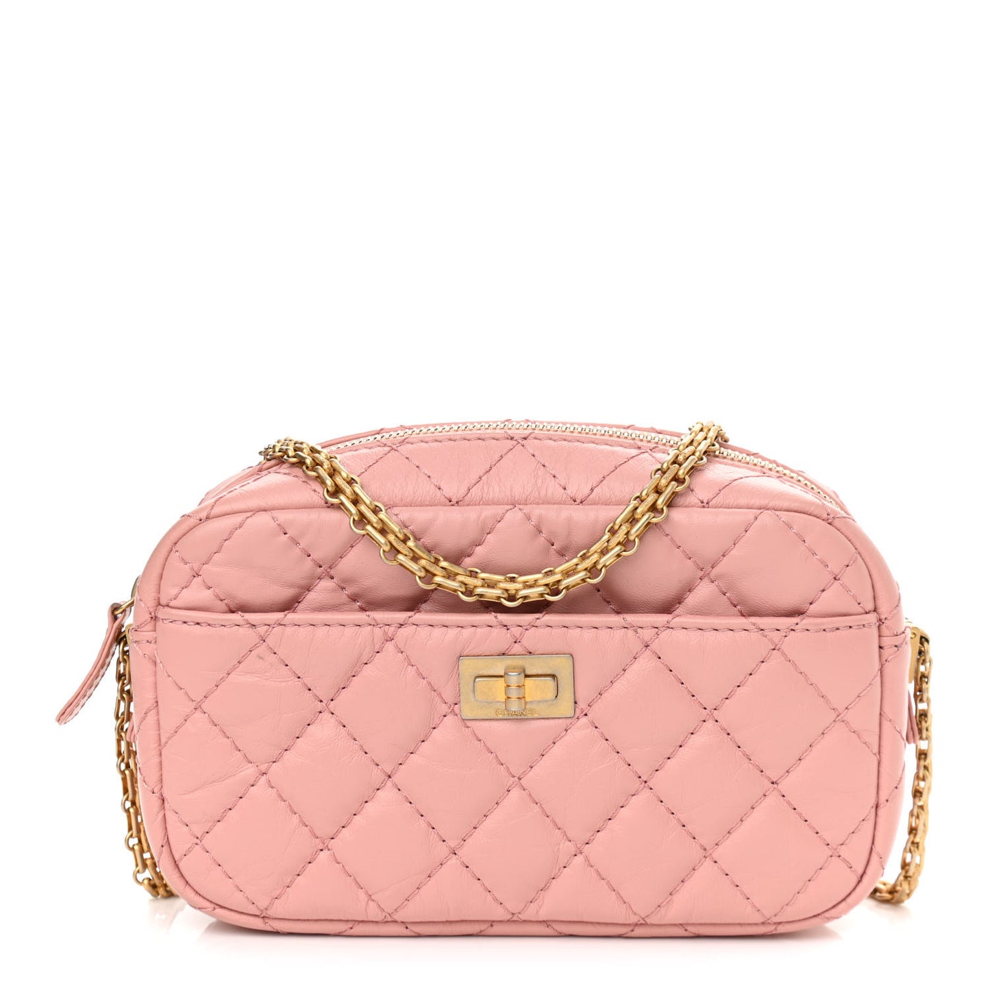 Aged Calfskin Quilted Mini Reissue Camera Case Pink