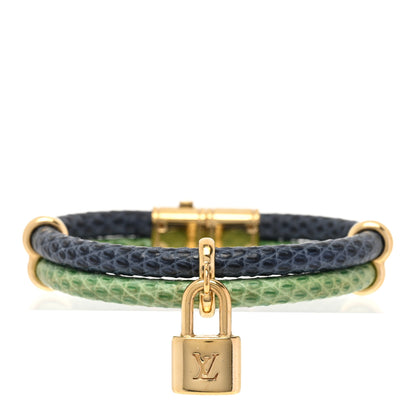 Louis Vuitton Snakeskin Keep It Twice Bracelet Blue Green 1 of 5
