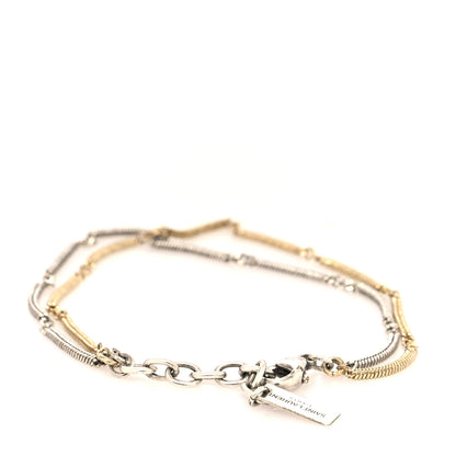 Saint Laurent Brass Double Chain Bracelet Gold Silver 3 of 5