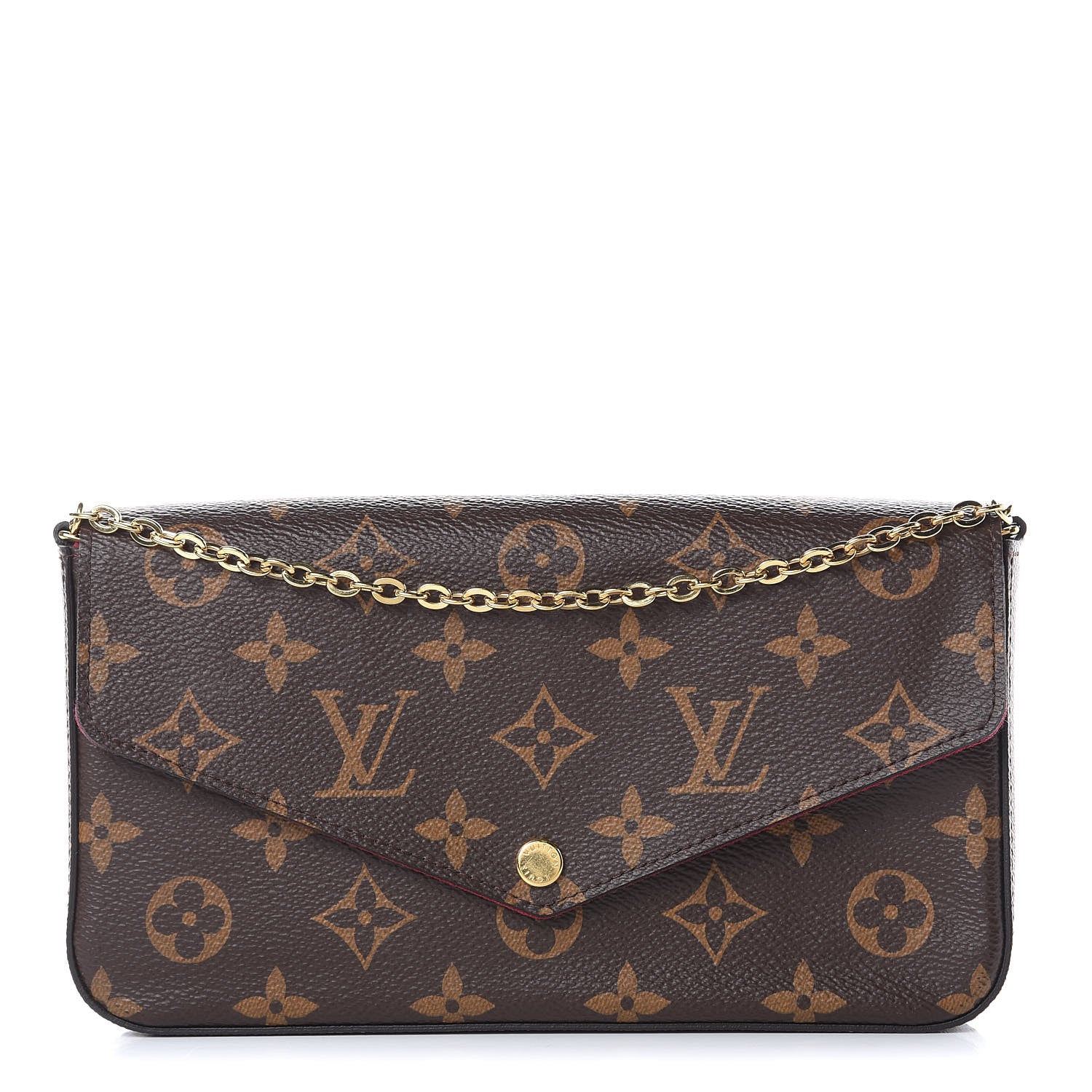 Louis Vuitton Monogram Pochette Felicie Chain Wallet Fuchsia 1 of 12