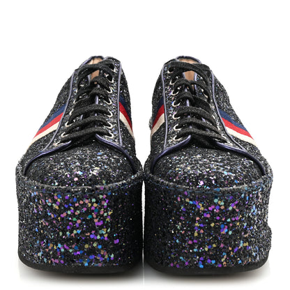 Gucci Glitter Womens Peggy Platform Sneakers 39 Purple 3 of 9