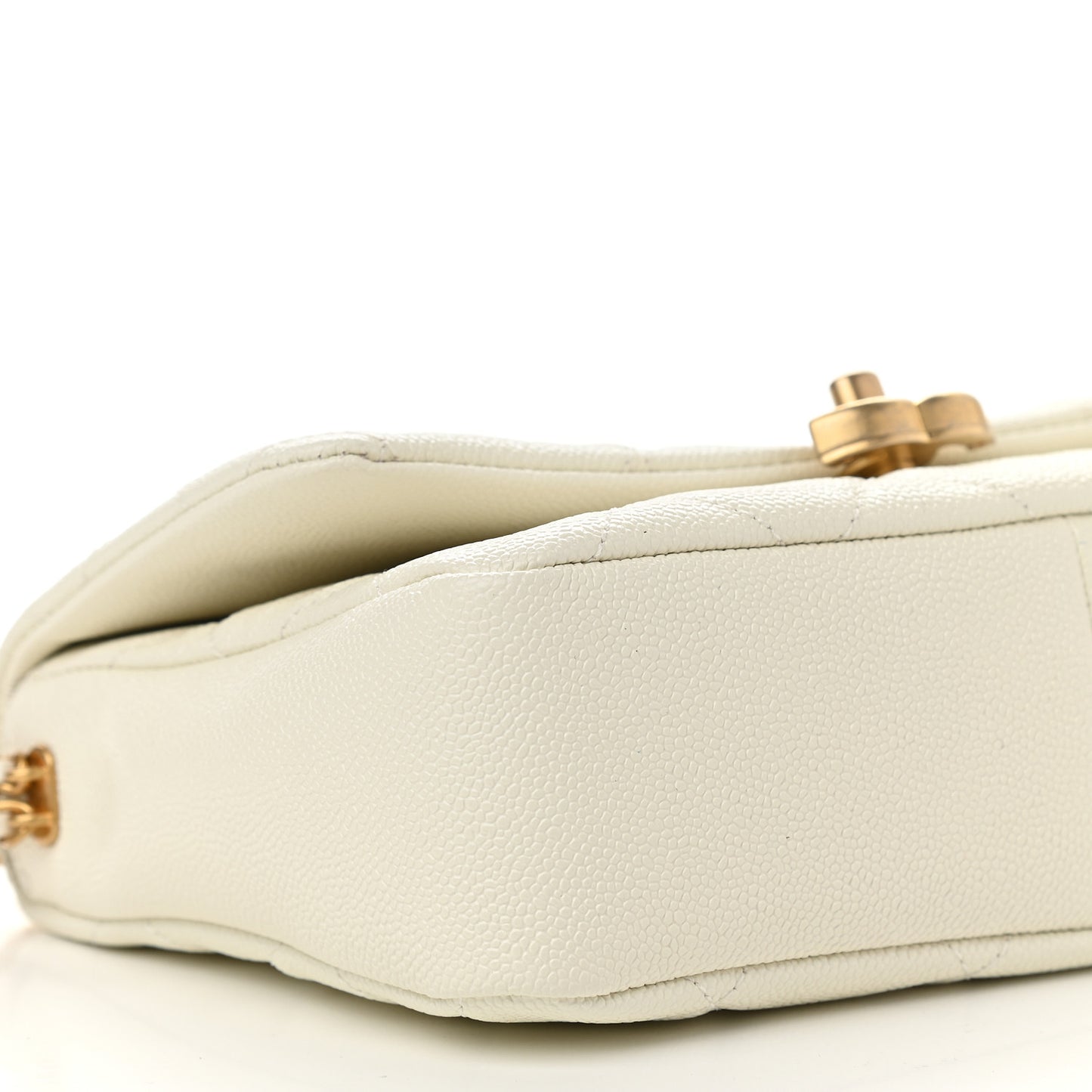 Shiny Caviar Quilted Small Chain Melody Flap White