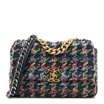 Chanel Tweed Quilted Medium Chanel 19 Flap Dark Multicolor 1 of 10