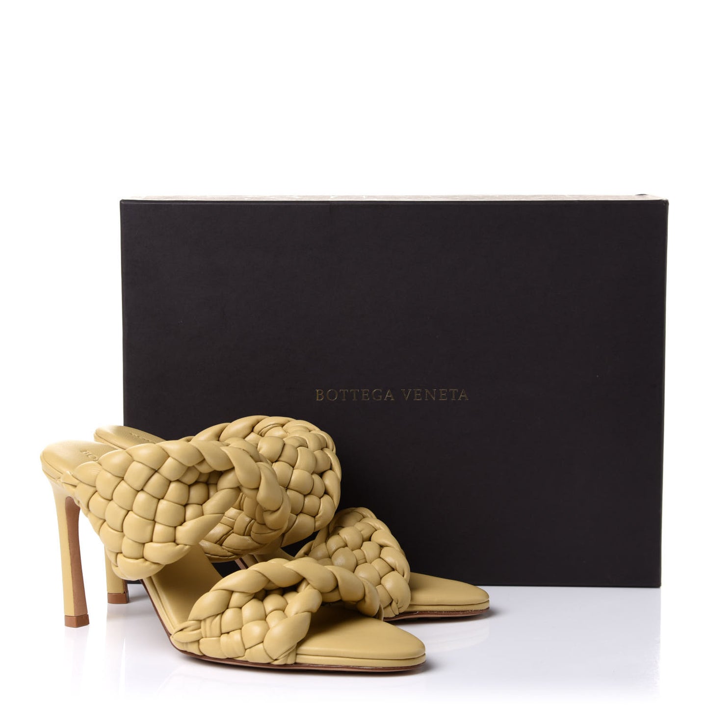 Nappa Twisted Padded Intrecciato Curve Slide Sandals 36 Tapioca