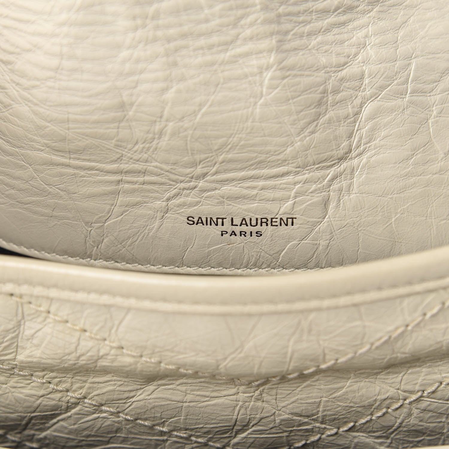 Saint Laurent Crinkled Calfskin Matelasse Monogram Medium Niki Chain Satchel Ivory 10 of 17